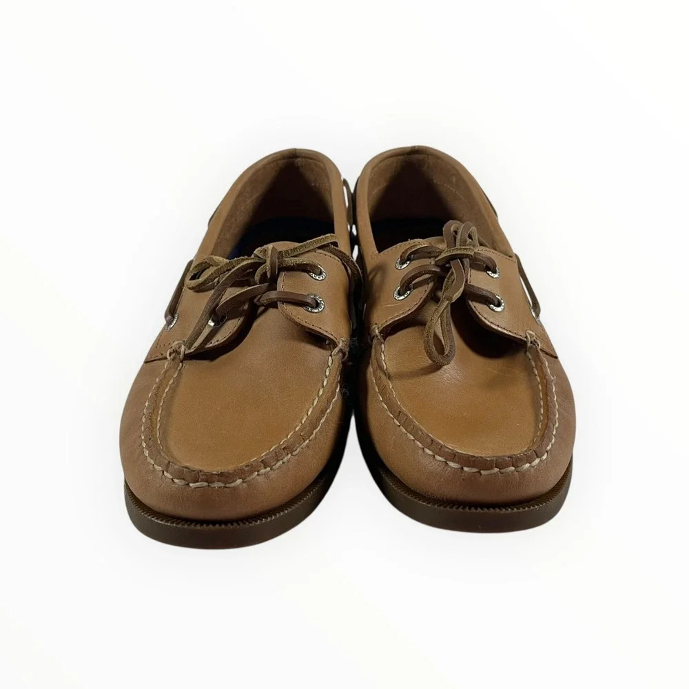 Sperry Authentic Original Boat Shoes Men's Tan Leather Lace Up Moc Toe Size 8